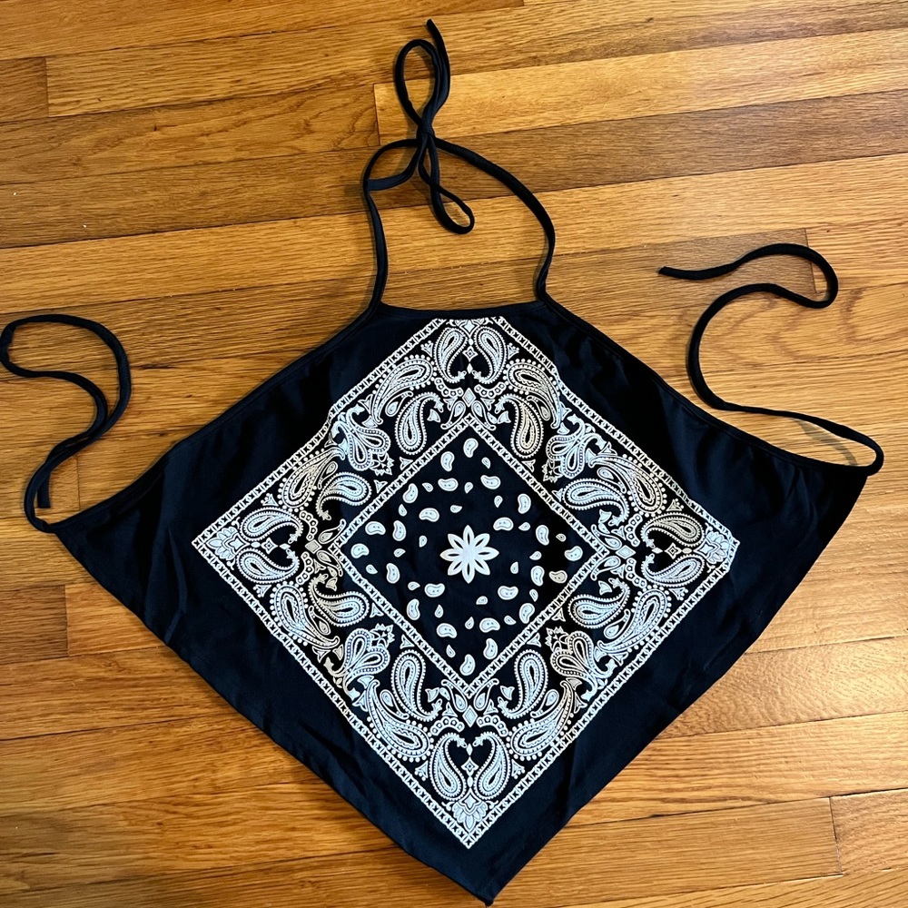 Bandana halter top. Black and white.